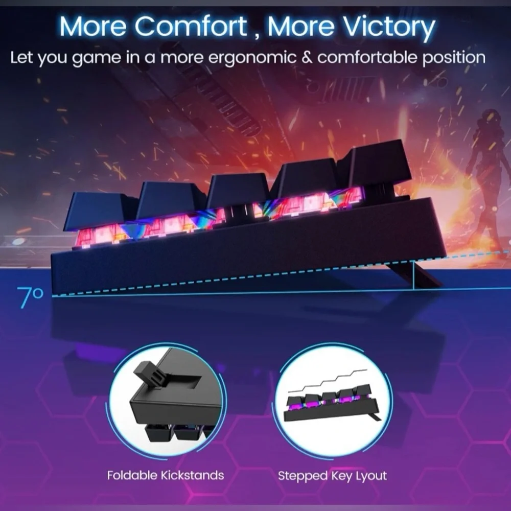 VicTsing PC356ABUS Mechanical Gaming Keyboard, Compatible with Windows, Mac & PC